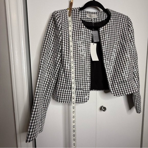 Wayf Kennedy Sequined Houndstooth Jacket Black and White NWT - Picture 8 of 10